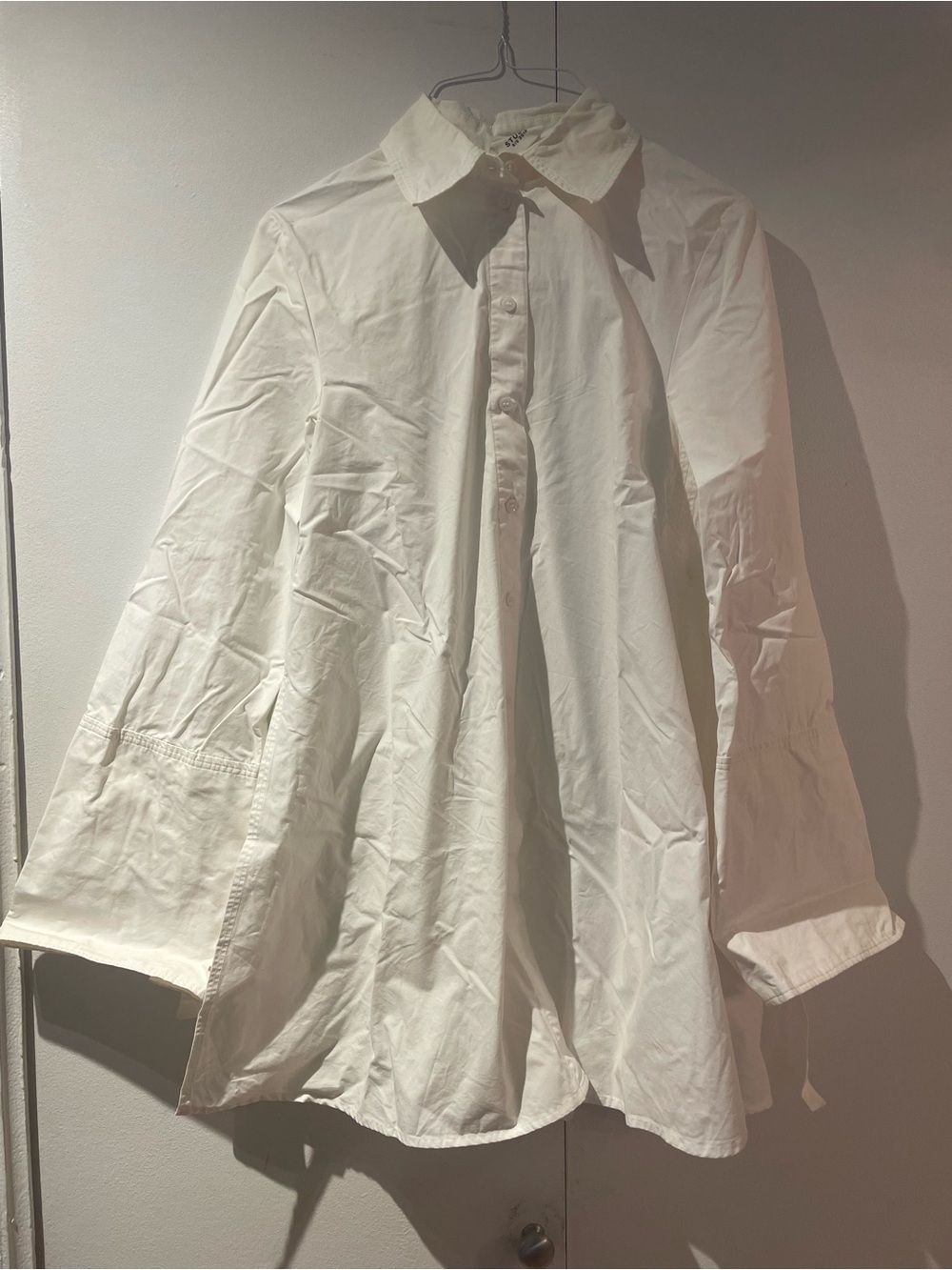 H&M Studio S/S 2018 White Cotton Tie-Waist Shirt Blouse